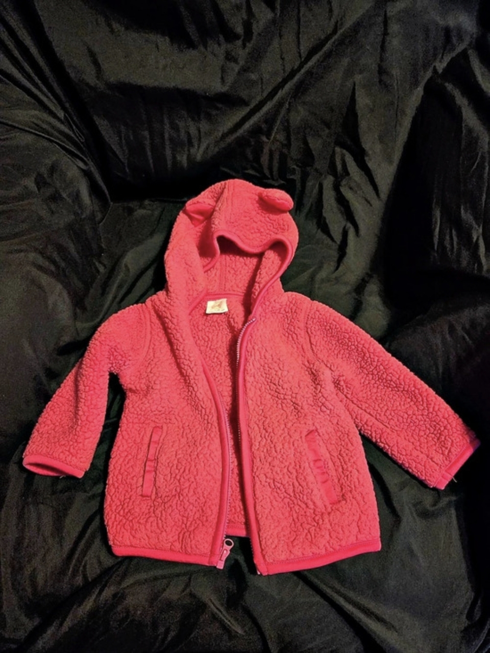 Wonder Nation Baby Girl Bear Fleece Zip-Up Hoodie Pink